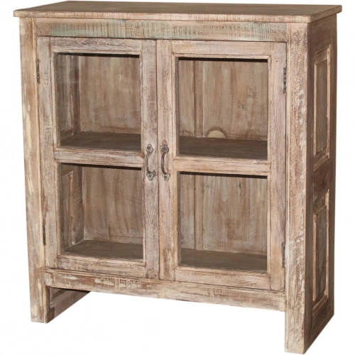 33" 2 Door Cabinet in Reclaimed Wood & Glass