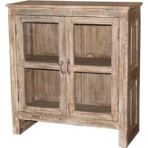 33" 2 Door Cabinet in Reclaimed Wood & Glass