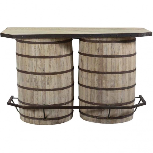 Some of a Kind 64" Bar in Reclaimed Wood Barrel