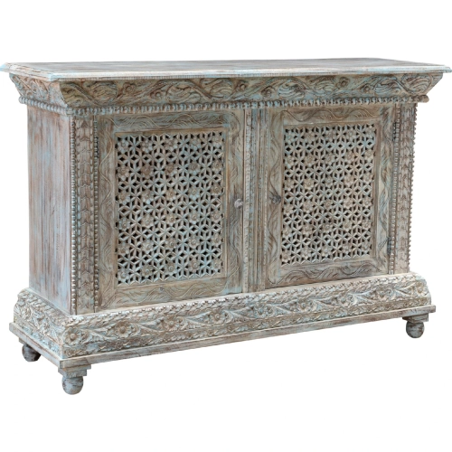 Beth 2 Door Cabinet in Distressed Seaside Blue Mango Wood