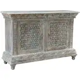 Beth 2 Door Cabinet in Distressed Seaside Blue Mango Wood