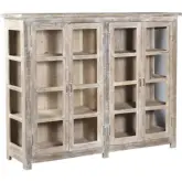 Alta 4 Door Cabinet in Antique White Reclaimed Wood & Glass