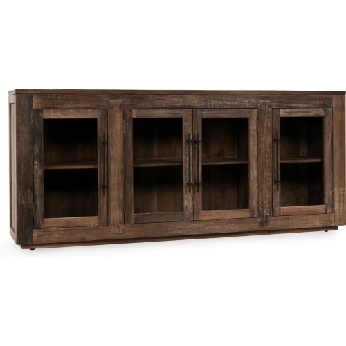 Jett 4 Door Sideboard in Natural Finish Reclaimed Wood & Glass