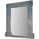 77" Tall Wall Mirror w/ Reclaimed Wood Frame in Antique Blue Finish