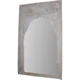 Alta Arch Mirror in Antique White Finish Rustic Wood