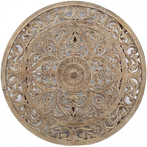 Some-of-a-Kind 60" Round Carved Panel in Distressed Wood