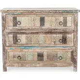 40" 3 Drawer Print Block Dresser in Multicolor Reclaimed Wood