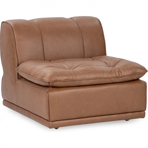 Haven Armless Chair Toffee Brown Top Grain Leather
