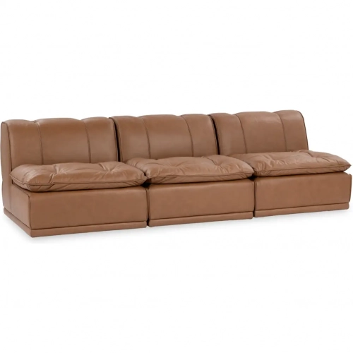 Haven Modular 3 Piece Sofa in Toffee Brown Top Grain Leather