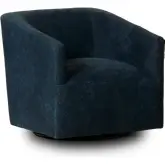 Chloe Swivel Accent Chair in Deep Lagoon Blue Top Grain Leather