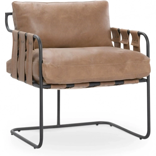 Toluca Accent Chair in Brown Top Grain Leather & Metal