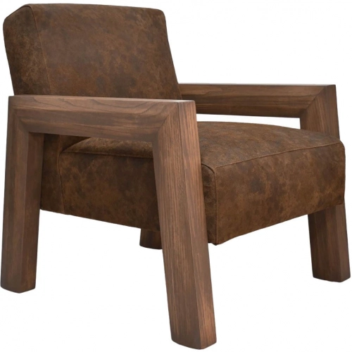 Waylon Arm Chair in Outpost Telegram Brown Top Grain Leather & Wood