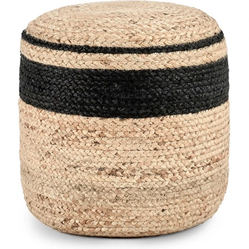 Faro Pouf Ottoman in Natural & Black Jute