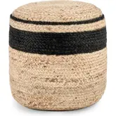 Faro Pouf Ottoman in Natural & Black Jute