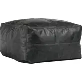 Villa Pouf Ottoman in Onyx Black Leather