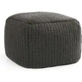 Performance Pouf Ottoman in Dark Gray Prism Knit