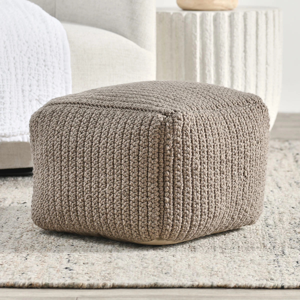 Classic Home Hide Pouf Ottoman - Thumbnail 5