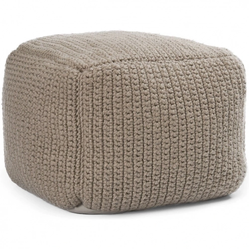 Performance Pouf Ottoman in Natural Prism Knit