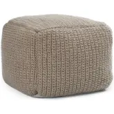 Performance Pouf Ottoman in Natural Prism Knit
