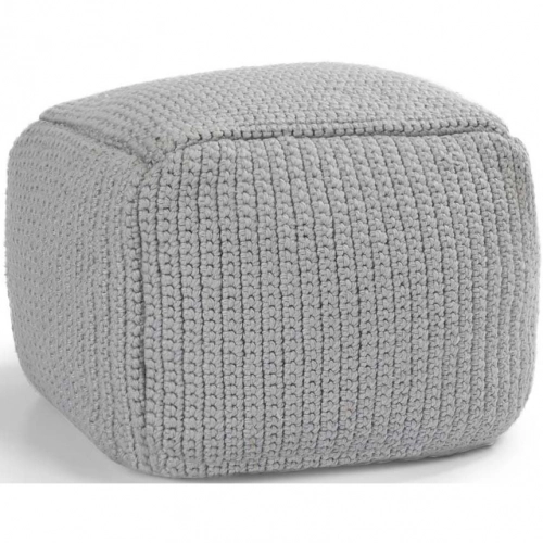 Performance Pouf Ottoman in Gray Prism Knit