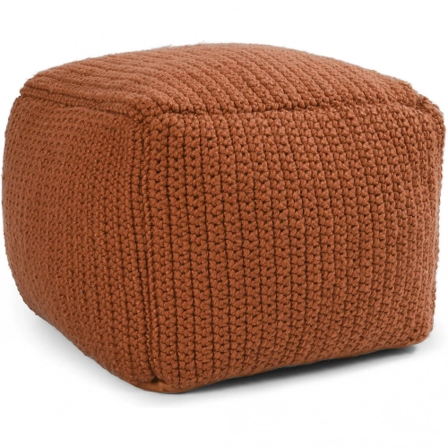 Performance Pouf Ottoman in Terra Cotta Prism Knit
