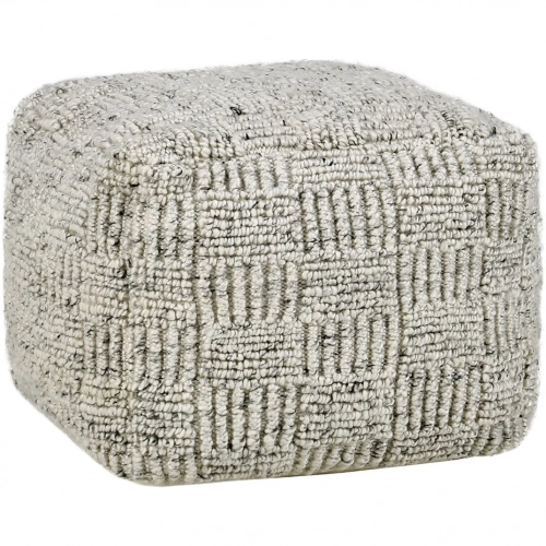 Performance 18" Vico Pouf Ottoman in Ivory Multicolor Fabric
