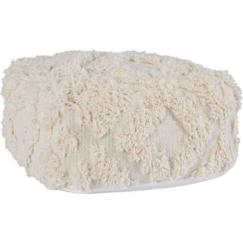 Luma Pouf Ottoman in Textured Ivory Fabric