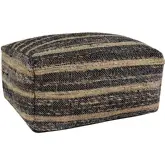 Zane 24" Pouf Ottoman in Black & Natural Fabric