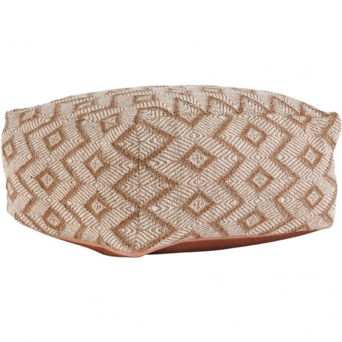 Volt Pouf Ottoman in Terracotta & Ivory Fabric