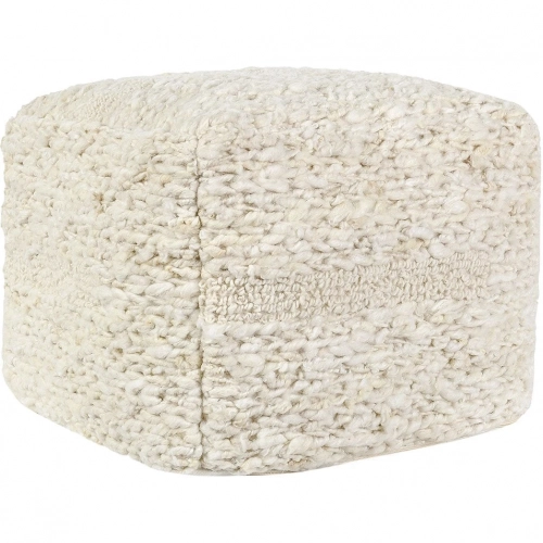 Sinclair 18" Pouf Ottoman in Ivory Fabric