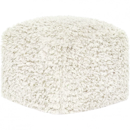 Carters 18" Pouf Ottoman in Ivory Fabric
