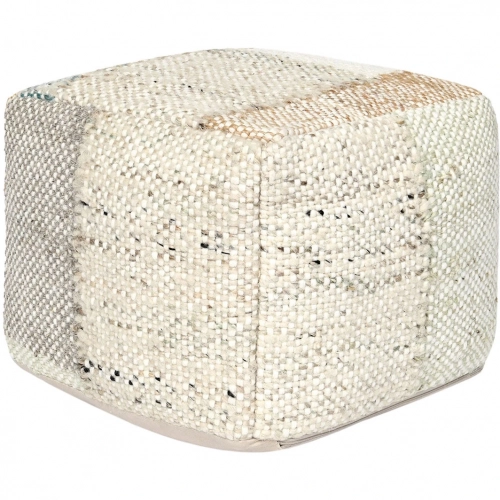 Ritsa 18" Pouf Ottoman Multicolor Wool & Jute
