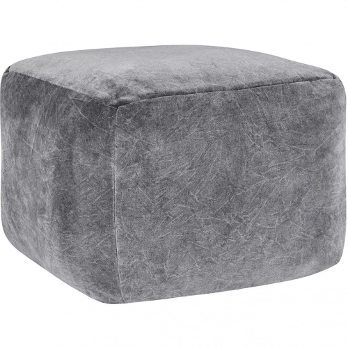 Heirloom Pouf Ottoman in Stone Gray Velvet