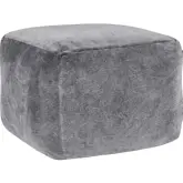 Heirloom Pouf Ottoman in Stone Gray Velvet