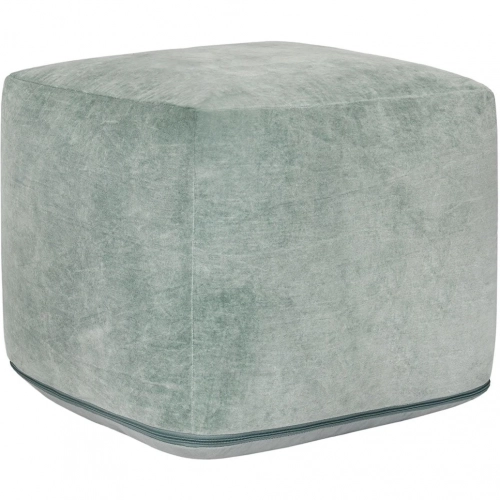 Heirloom Pouf Ottoman in Bay Green Velvet