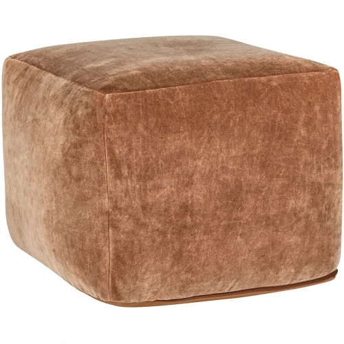 Heirloom Pouf Ottoman in Hazel Brown Velvet