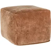 Heirloom Pouf Ottoman in Hazel Brown Velvet