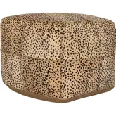 Hide Pouf Ottoman in Leopard Print Hair on Hide