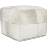 Hide Pouf Ottoman in Ivory Hair on Hide