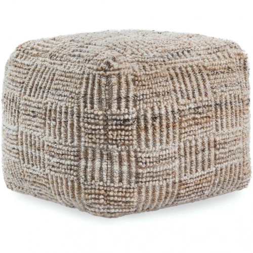 Performance 18" Vico Pouf Ottoman in Caramel Multicolor Fabric