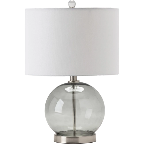 Crestview Table Lamp in Smoke Glass & White Linen