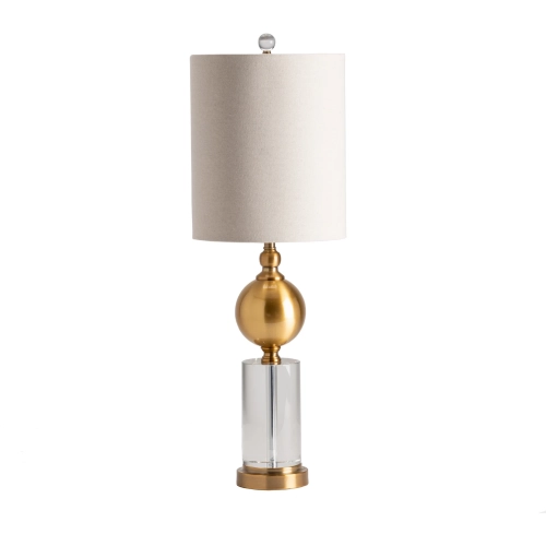 Dupuis Table Lamp in Brass, Crystal & Oatmeal Linen (Set of 2)