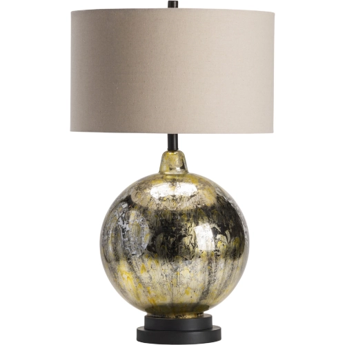 Dawkins Table Lamp in Silver Glass & Linen