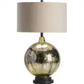 Dawkins Table Lamp in Silver Glass & Linen