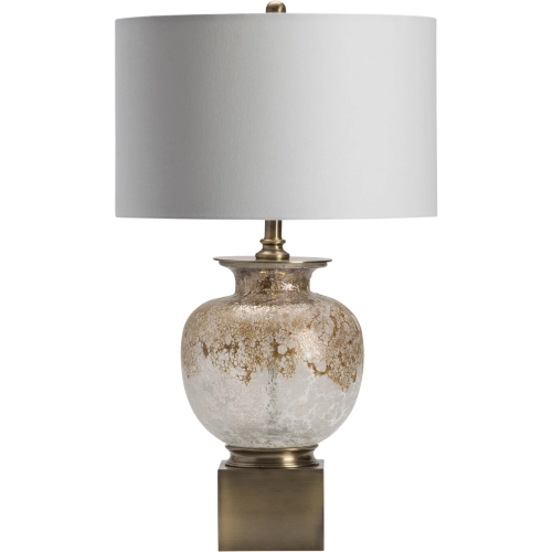 Selborne Table Lamp in Gold Glass & White Linen
