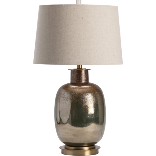 Charlotte Table Lamp in Polished Copper Glass & Natural Linen