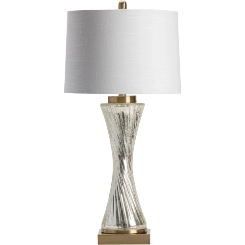 Addison Table Lamp in Mercury Glass, Brass & Natural Linen