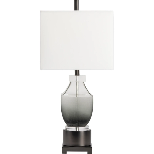 Mc Cance Table Lamp in Clear & Gray Glass & White Linen