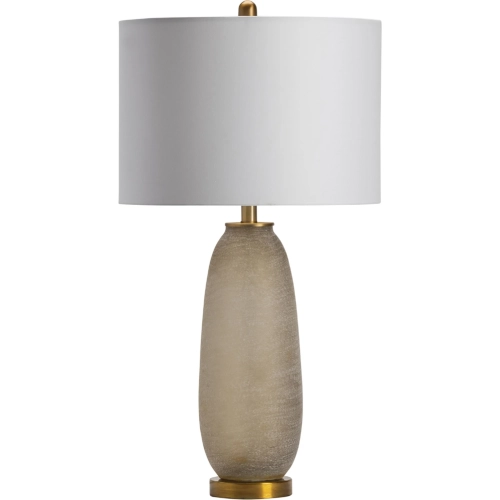 Kiran Table Lamp in Textured Cream Glass & White Fabric