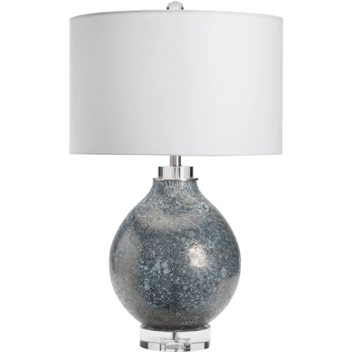 Dalton Table Lamp in Blue Glass & Linen